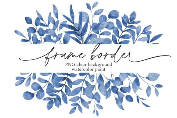 Blue Leaves Frame Border Banner: Elevate Your Designs