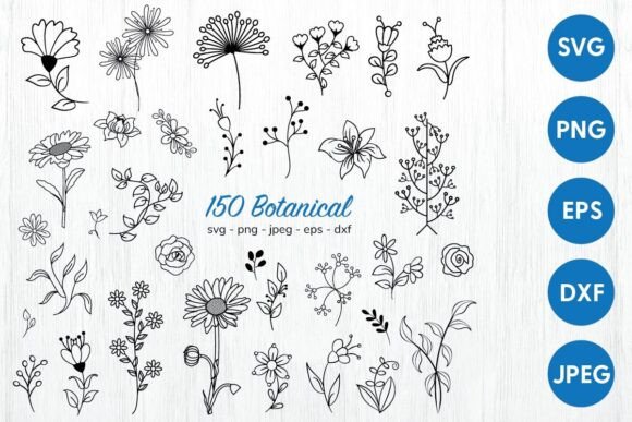 Botanical Flowers Svg Cut File: Natural Elegance for Modern Crafts