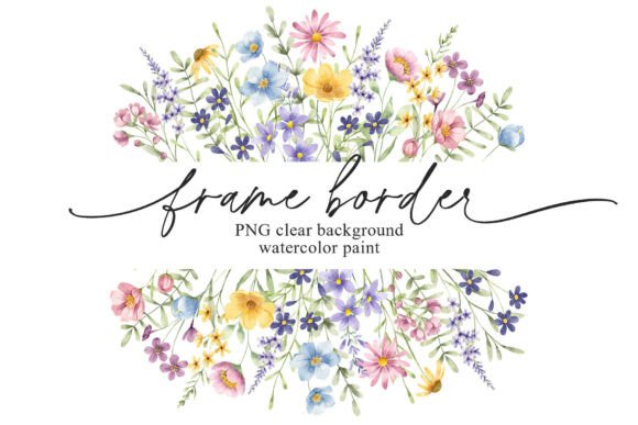 Elevate Designs with a Watercolor Flowers Frame Border Banner