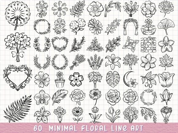 Elevate Your Designs: The Minimal Flower Svg Hand-Drawn Floral Set