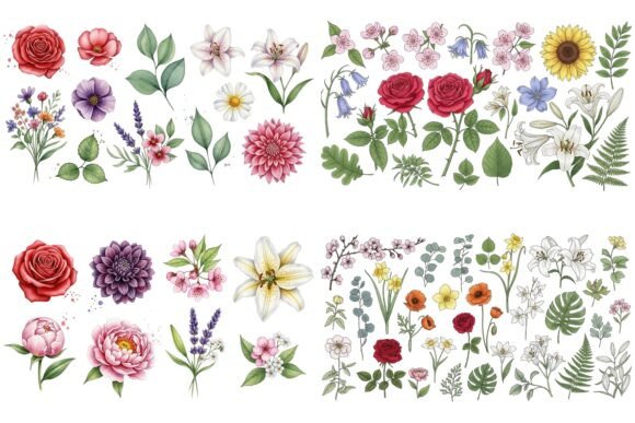 Elevate Your Designs with Watercolor Floral and Flamingo Clipart
