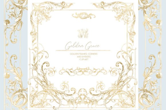 Gold Ornate Victorian Frame Clipart for Luxurious Designs