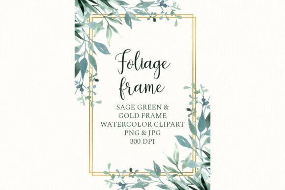 Greenery Frame Gold Border Watercolor: A Botanical Design Asset