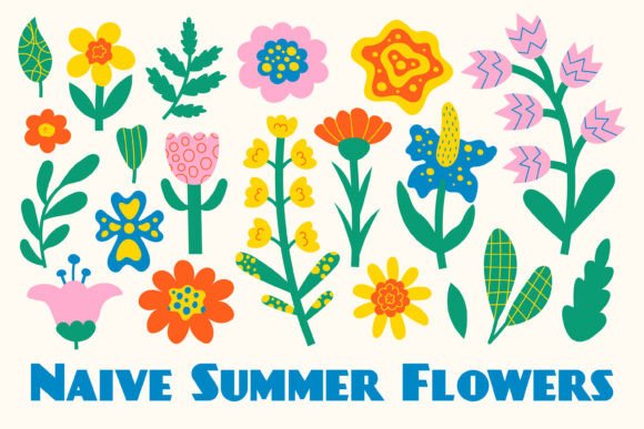 Naive Summer Flowers PNG Clipart for Modern Designs