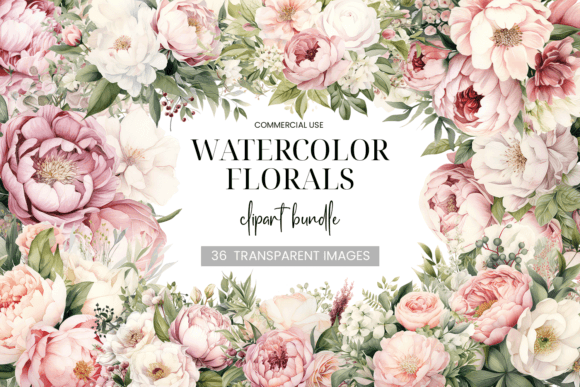 Pink, Peach & White Floral Clipart for Modern Designs