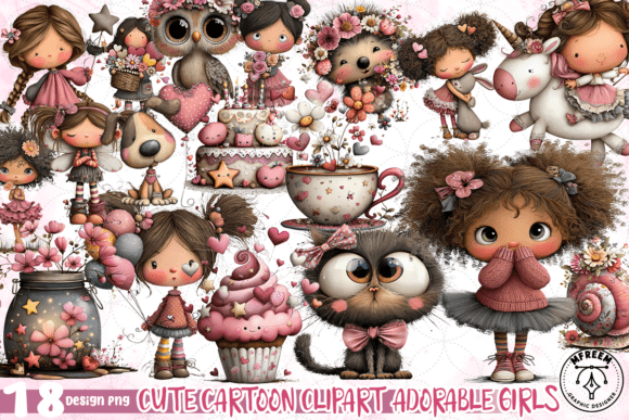 Unleash Your Creativity with Cute Cartoon Clipart Adorable Girls PNG