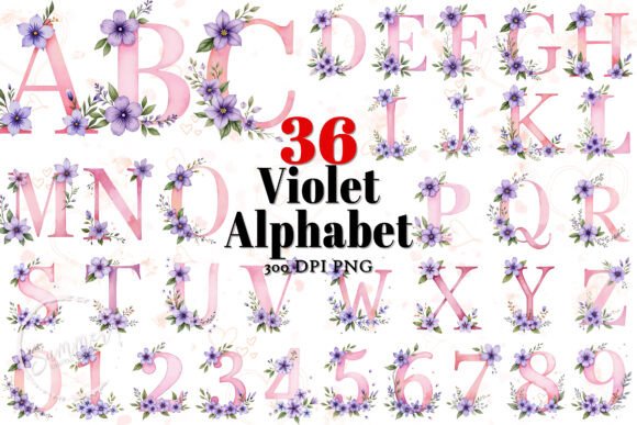 Violet Birth Flower Alphabet: Design with Botanical Flair
