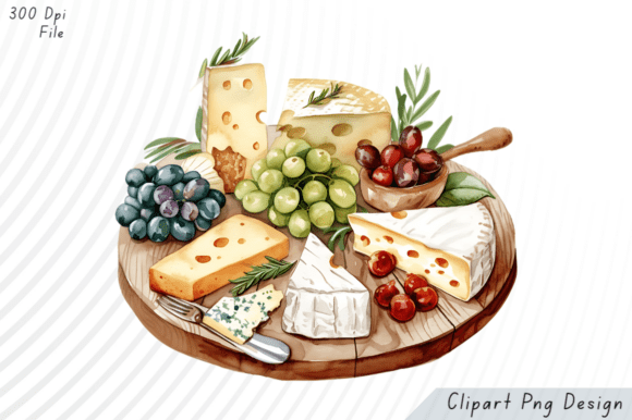 Watercolor Cheese Platter PNG Clipart: A Designer's Delight