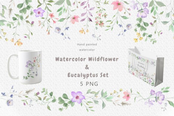 Watercolor Wildflower & Eucalyptus Set: Soft Florals for Modern Design