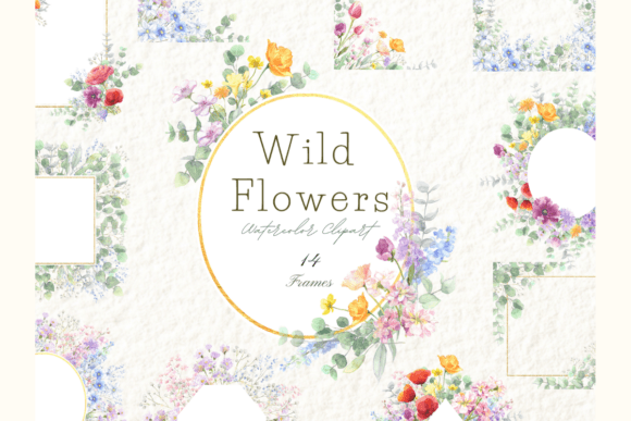 Watercolor Wildflowers Frames: Your Go-To Clipart for Elegant Designs