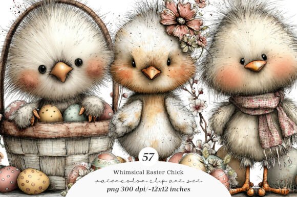 Whimsical Easter Chick Clipart: Spring Design Essentials