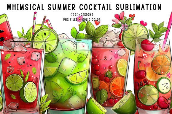 Whimsical Summer Cocktail Clipart for Creative Projects